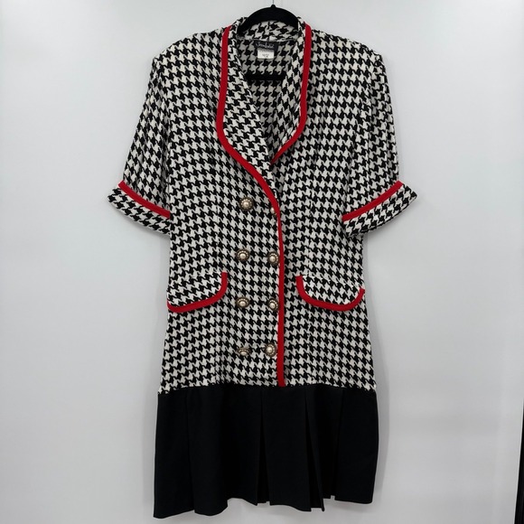 jean leslie Dresses & Skirts - Vintage Jean Leslie houndstooth‎ knit dress 12M